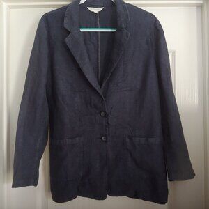 Garnet Hill Linen Career Business Travel Resort Nautical Coastal Button Blazer M